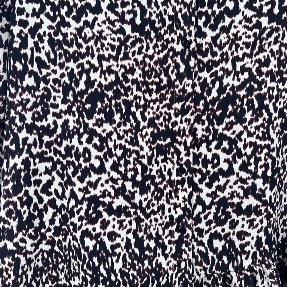 Zara Woman Cheetah Peplum Tunic Length Button Down Blouse medium - Picture 6 of 10